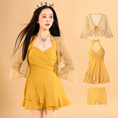 泳衣女2025年新款 高级感泳装 性感吊带裙小胸大胸聚拢纯欲风泡温泉