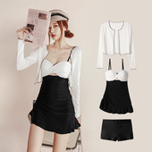 泳衣女2025新款 高级感分体三件套平角小胸聚拢绝美泡温泉女生泳装