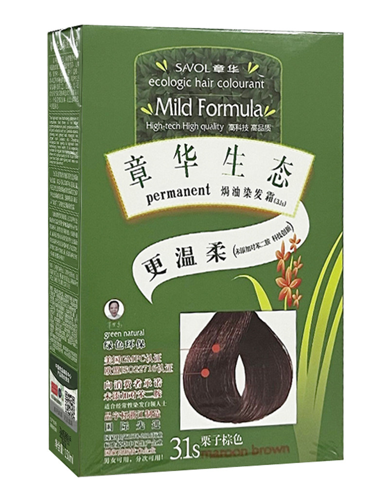章华生态染发霜染发膏/植物染发剂140ml 正品(31号栗子棕)焗油
