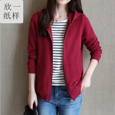 女连帽服装卫衣开衫外套拉链合身