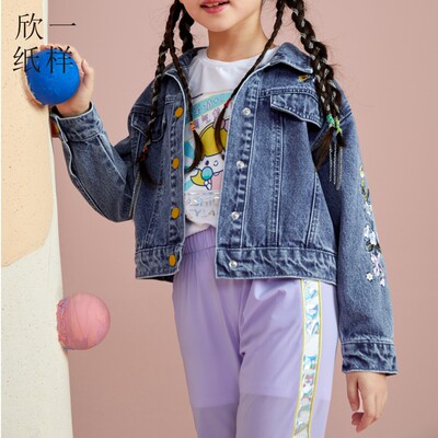 儿童牛仔外套开衫小落肩宽松春秋