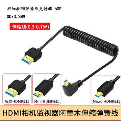 微型迷你HDMI弹簧伸缩线