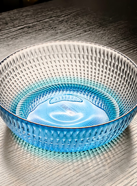 2025水晶玻璃水果盘客厅沙拉碗大号高级感蓝色轻奢高档高颜值家用