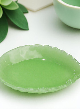 2025新款绿色盘子玻璃碟碗家用水果盘精致小果盘高级感高颜值网红