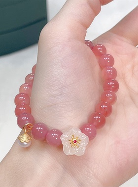 小众轻奢白玉花手链女小众轻奢