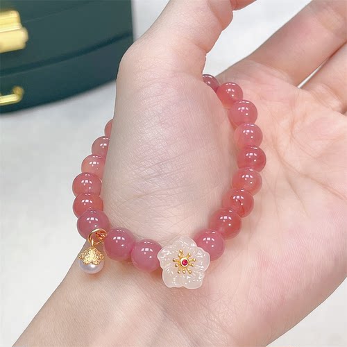 小众轻奢白玉花手链女小众轻奢