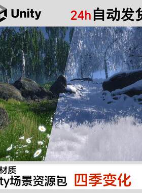 Unity荒野树林灌木湖泊游戏场景模型PBR写实材质U3D浮冰雪地岩石