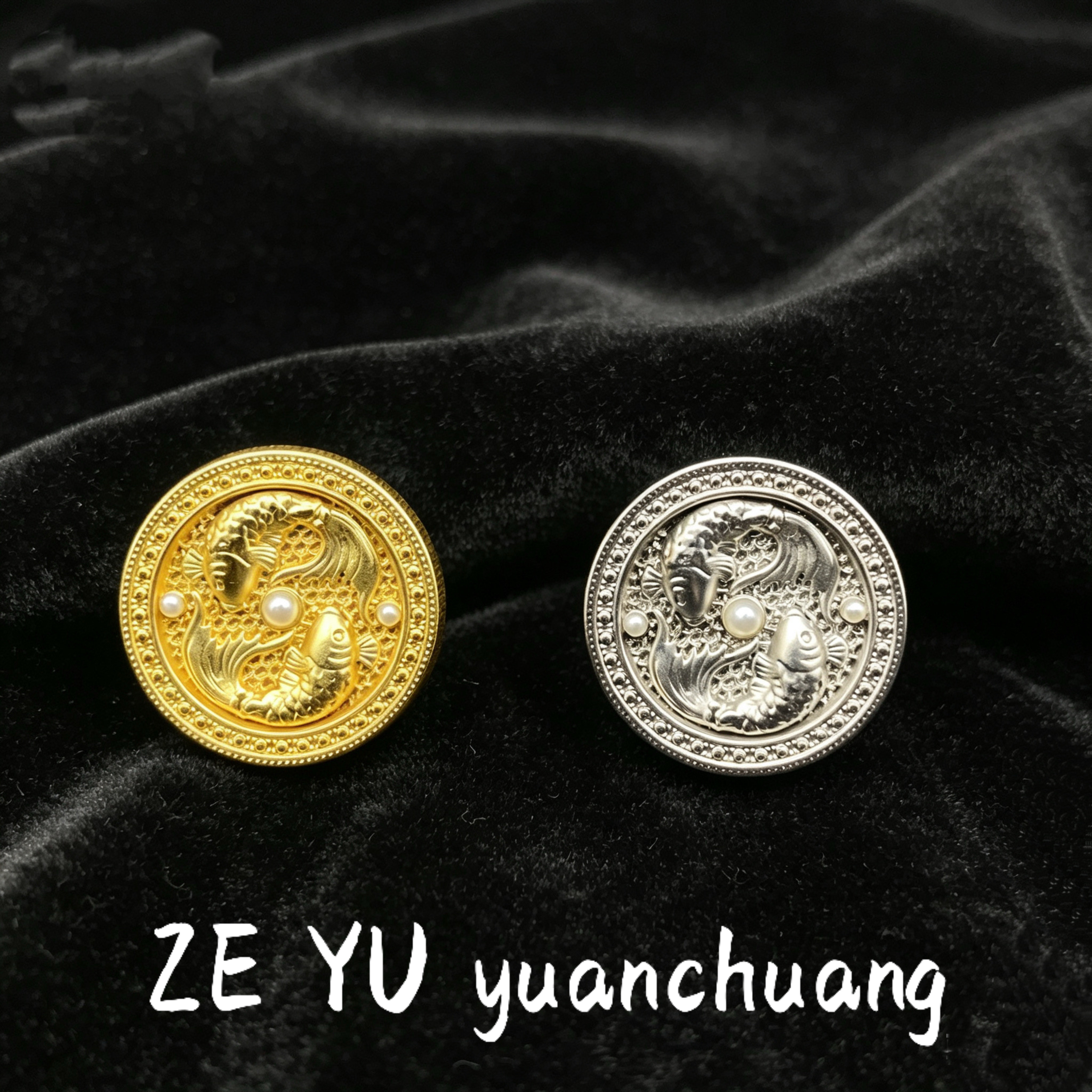 国风锦鲤金属磁吸胸针防走光