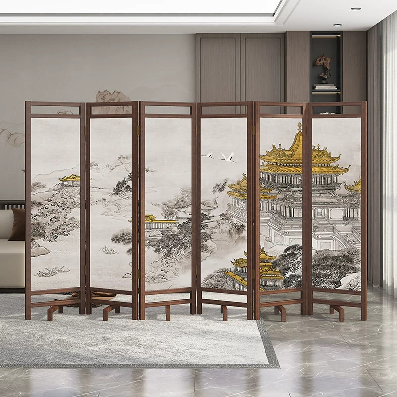 实木屏风隔断客厅2026新款新中式餐饮家用移动折叠办公室隔断屏风