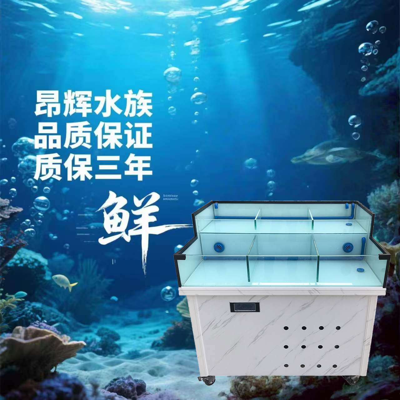 海鲜渔缸超市水产海鲜市场专用虾贝池可移动免安装一体机海鲜鱼缸