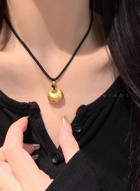 祥云锁福袋胖福小金坨黑绳吊坠