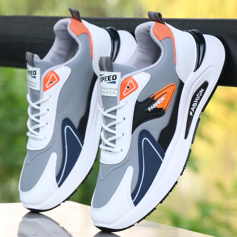 男士跑步鞋秋冬季新款皮面防水