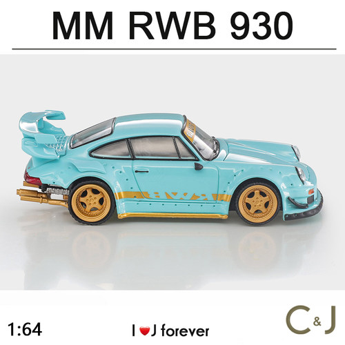MODEL  MODEL 1:64 RWB 930 蓝色汽车静态合金模型