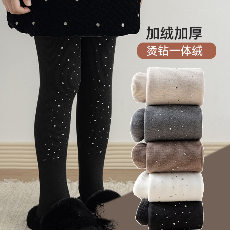 女童烫钻加绒加厚打底裤秋冬儿童精梳棉亮晶晶九分保暖裤连脚裤袜,童装/婴儿装/亲子装,儿童袜子(0-16岁),淘宝优惠券,粉丝福利购,淘宝优惠卷