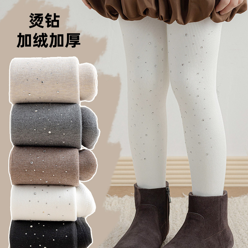 秋冬女童加绒加厚打底裤袜黑色烫钻连裤袜儿童一体绒燕麦色保暖裤,童装/婴儿装/亲子装,儿童袜子(0-16岁),淘宝优惠券,粉丝福利购,淘宝优惠卷