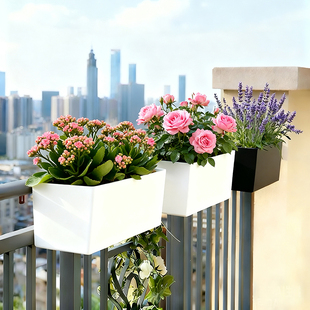 阳台花箱悬挂式 花盆网红栏杆护栏壁挂花槽户外自吸水长方形种植箱