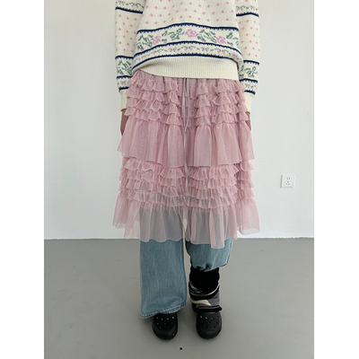 3months夏季甜美网纱蛋糕半身裙