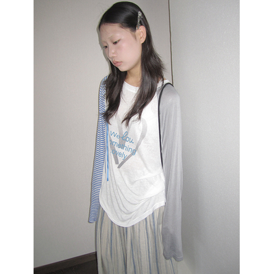 3months春夏条纹宽松长袖T恤女
