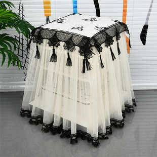 定制蒸笼蒸锅一体锅盖布多用蕾丝韩式全包紫色布艺方形盖巾防尘罩