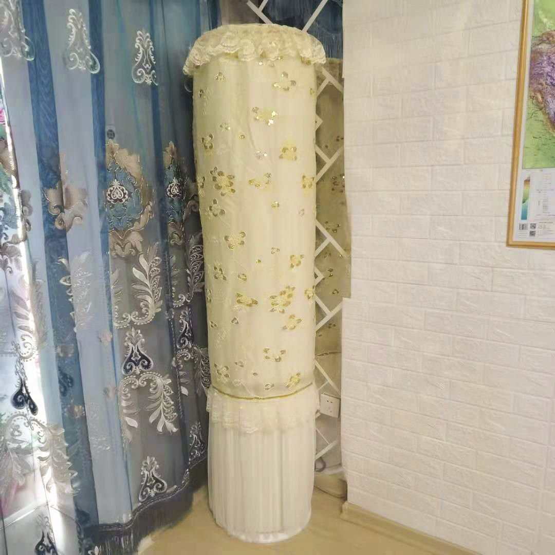 新款空调罩套蕾丝布艺立式刺绣圆形防尘罩圆柱空调罩柜机包邮定制