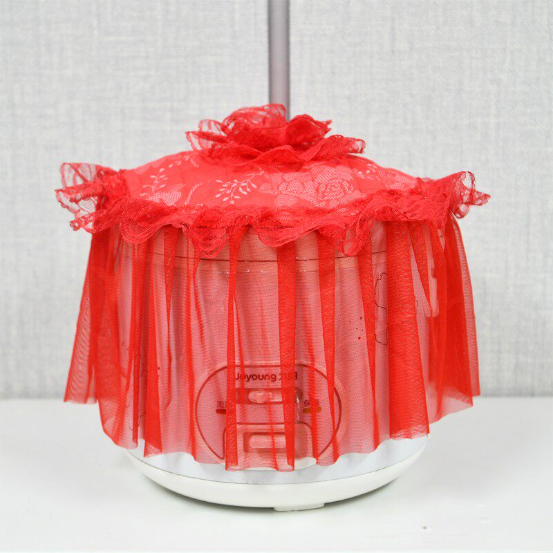 电饭锅罩电饭煲盖布欧式万能方形盖巾蕾丝圆形红色刺绣布艺防尘罩