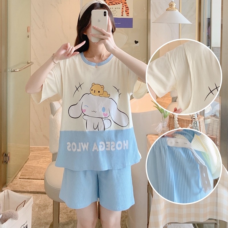 여름반팔 수유잠옷 대형임산부복 출퇴근수유 산후모달수유복 67개월 여름스타일