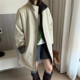 宽松休闲加绒保暖上衣 新款 中长款 立领羊羔毛拼接派克服外套女冬季