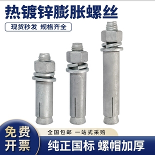 热镀锌膨胀螺丝热浸锌膨胀螺栓国标拉爆铁膨胀胀栓M8M10M12 M24mm