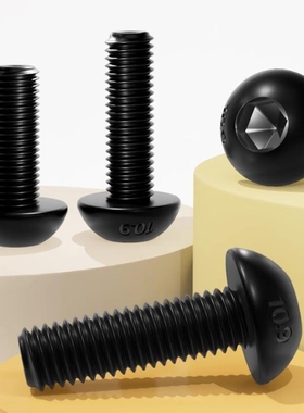 10.9级ISO7380内六角半圆头螺栓黑色圆头螺丝M3M4M5M6M8M10M12M16