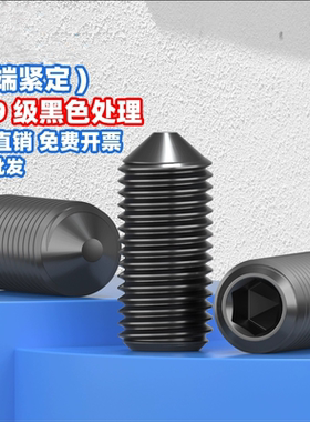 黑色12.9级锥端内六角机米紧定螺丝无头顶丝止付M3M4M5M6M8M10M16