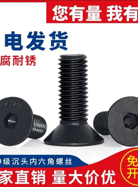 10.9级黑色高强度 平头内六角螺丝沉头螺栓平杯螺钉M3M4M5M6M8M24