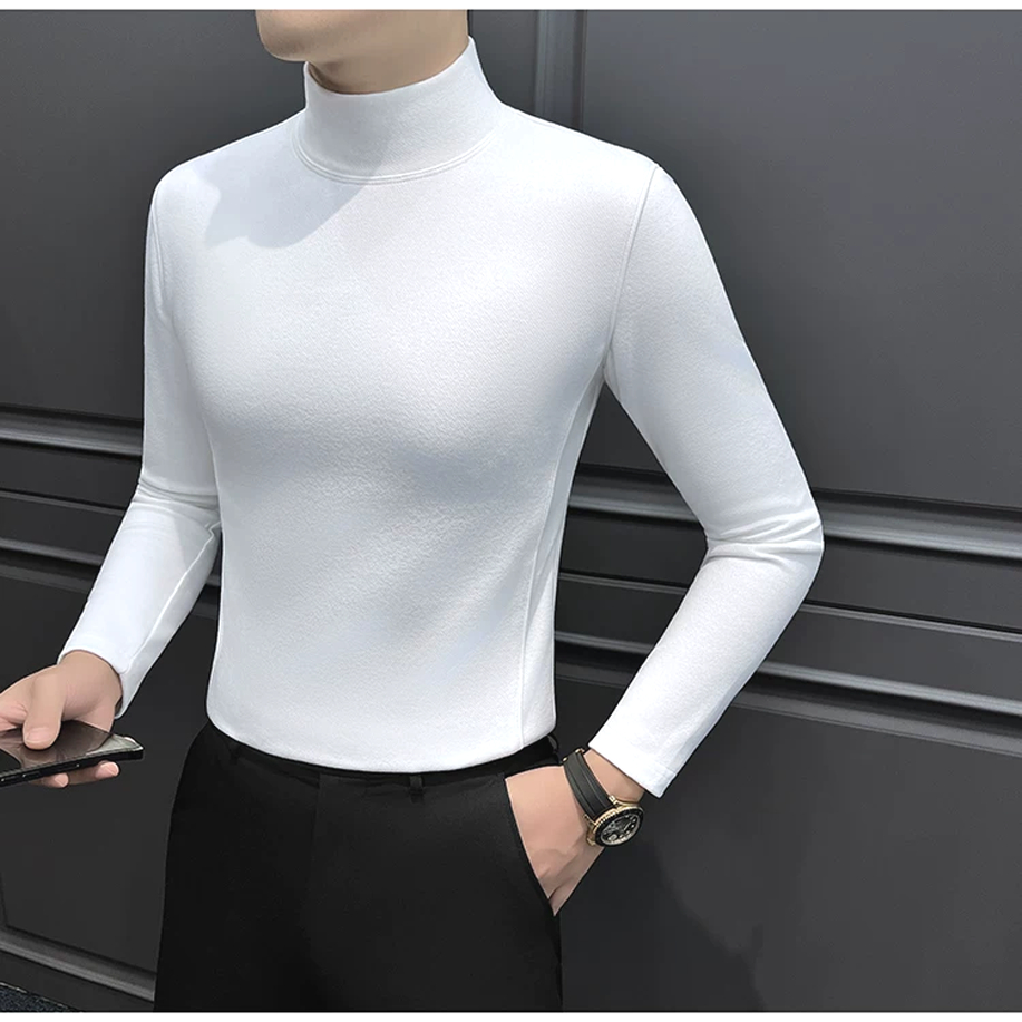 西服内搭防寒打底衫可翻高领长袖