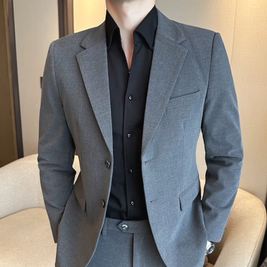 轻熟风垫肩西装男高级感修身单西便服平驳领工装西服商务通勤外套,男装,休闲西服,淘宝优惠券,粉丝福利购,淘宝优惠卷