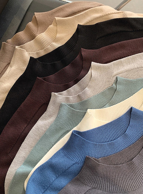 自发热包芯纱针织衫男高端cityboy半高领修身毛衣保暖打底羊毛衫