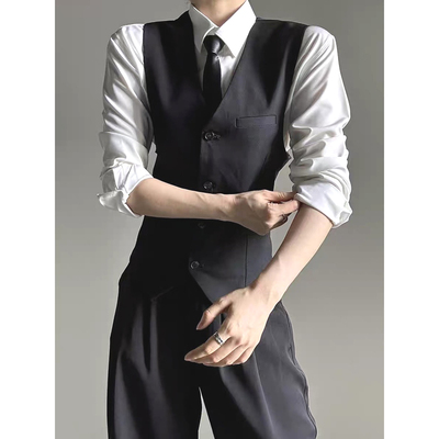 高级感西服马甲套装修身背心开衫