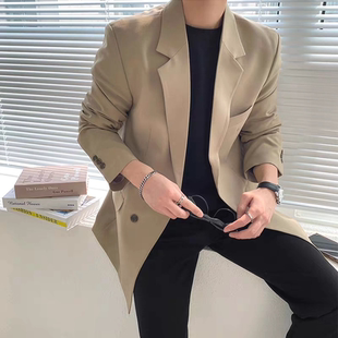 衫 美式 外套通勤西装 单西便服休闲工装 复古垫肩小西服男高级感修身