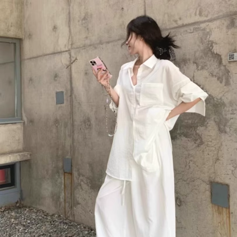 防晒开衫亚麻透气工装长裤两件套