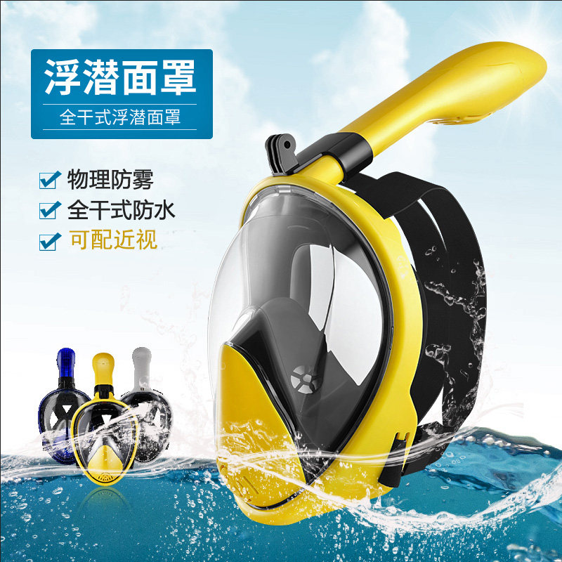 潜水镜浮潜潜水面罩全干式呼吸管器浮潜三宝装备防雾成人儿童近视