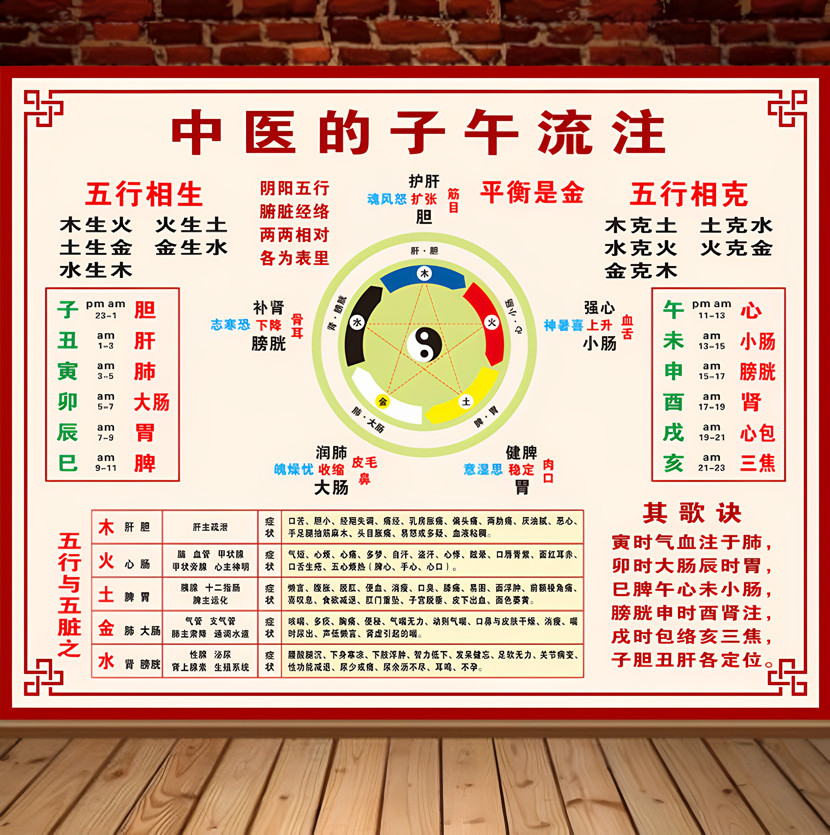 养生子午流注对照表五行知识
