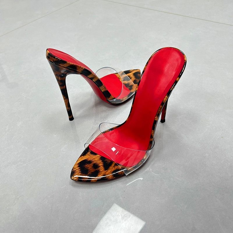 欧美豹纹尖头12cm高跟鞋