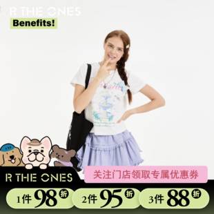 RTHEONES许愿池小狗短款印花正肩短袖t恤女夏季修身显瘦上衣