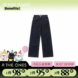 RTHEONES5569牛仔长裤新款2025长腿高腰牛仔裤潮流百搭时尚阔腿裤