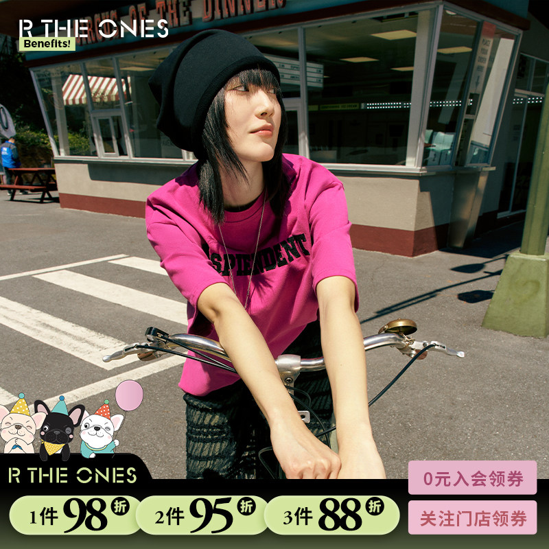 休闲撞色字母短袖T恤女潮牌