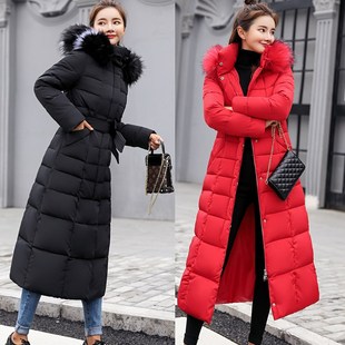 反季清仓羽绒服女长款2022冬装韩版修身显瘦加厚过膝大毛领防寒服