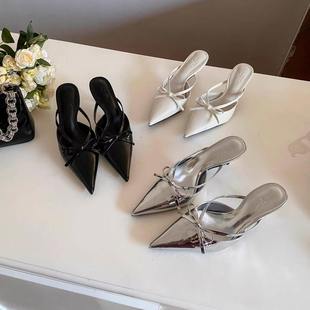 浪漫巴黎~法式细跟高跟鞋包头半拖鞋子女夏季新款穆勒女鞋凉拖鞋