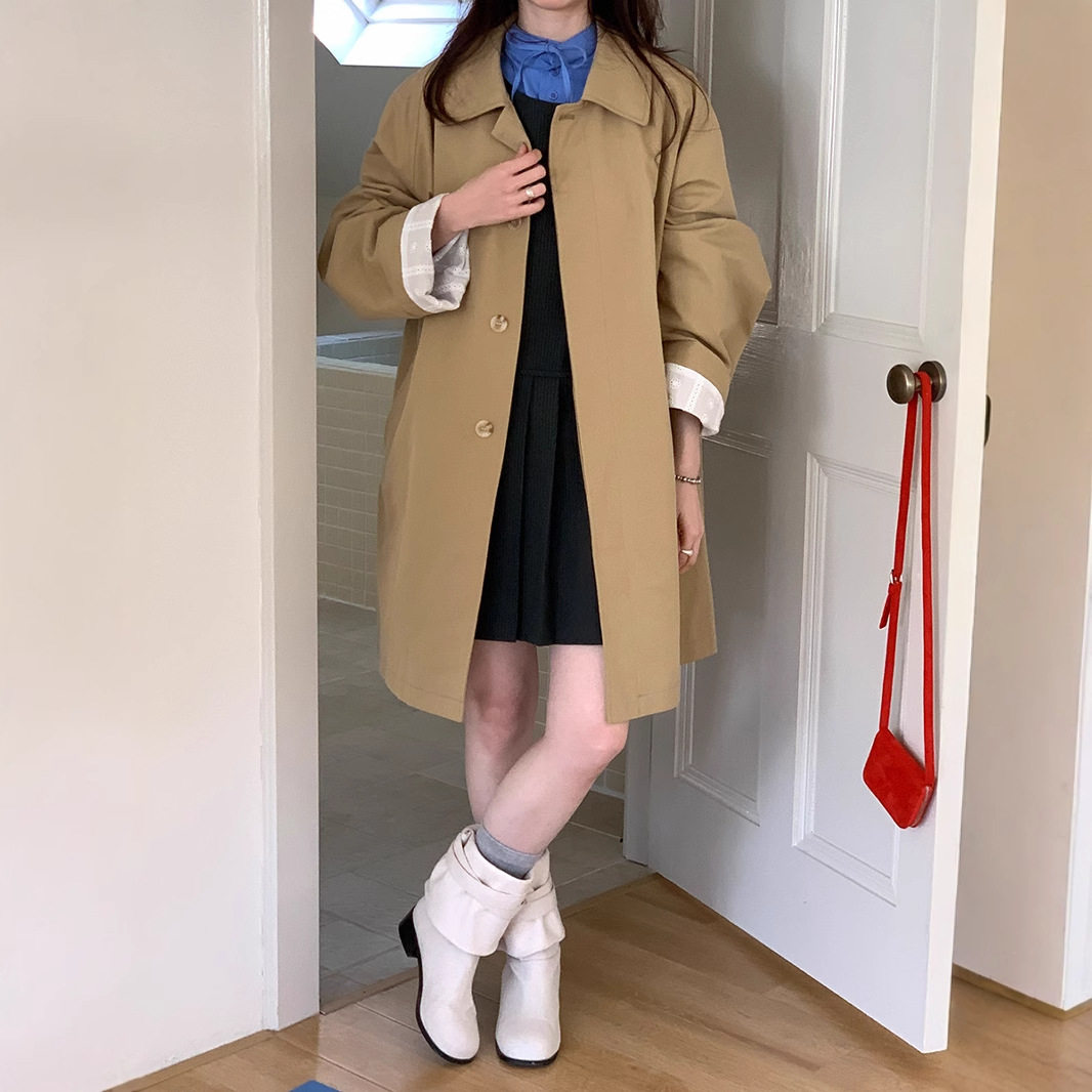 慵懒风风衣外套女2025秋季新款拼接高级感简约百搭卡其色长袖大衣