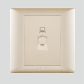 天基悦庭系列86型单电脑插座 网络电话双口信息插座面板香槟金色