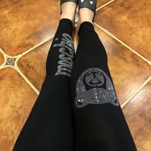 新款莫代尔镶钻大码200斤胖妹妹高腰弹力体型裤外穿打底裤网红款,