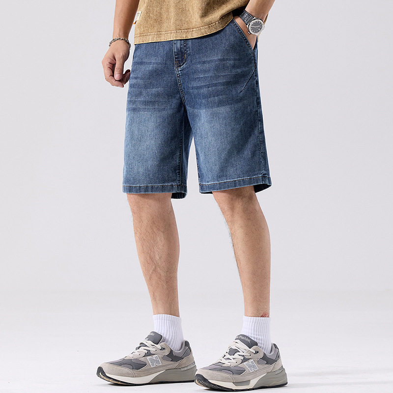 300斤8X大码男裤胖子学生莱赛尔冰丝牛仔短裤加肥加大弹力中裤夏