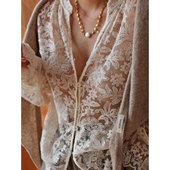 叠穿打底蕾丝衫 1st编辑店 塞纳午后氛围感重工刺绣立体蕾丝衬衫